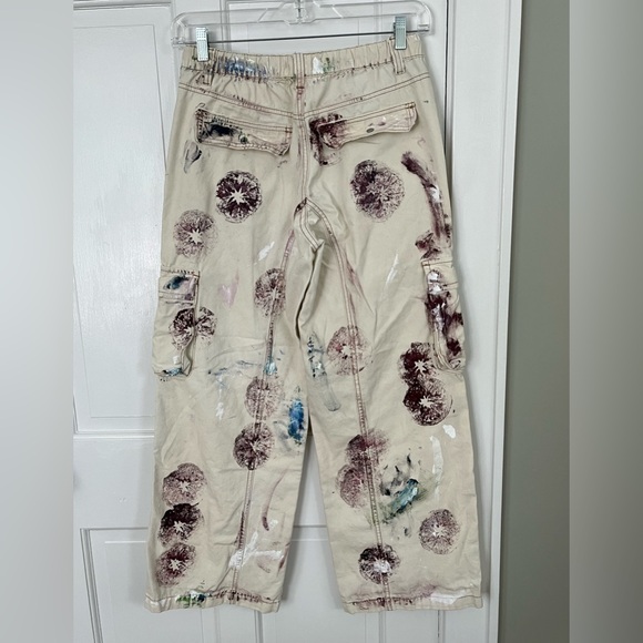 PacSun Retro Painted Baggy Cargo Pants Womens Size M Streetwear Utility Grunge - Picture 5 of 13